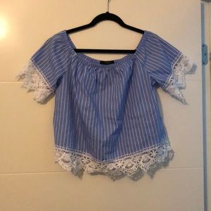 Off shoulder striped top